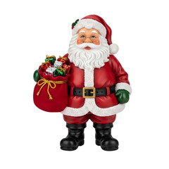 Obraz premium Jolly Santa Claus with sack full of gifts brings holiday cheer and festive magic to Christmas celebrations worldwide