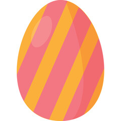 Pink and Orange Striped Easter Egg on Transparent Background Celebrating Spring Holidays