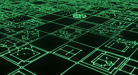 Fototapeta premium Sci-fi Green Grid Network Background