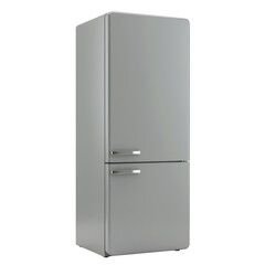 Retro style silver refrigerator isolated on transparent background