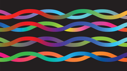 Colorful intertwining wavy lines abstract background design