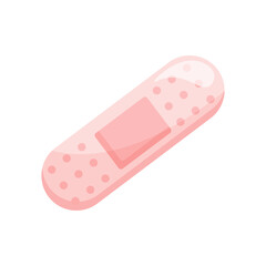 Medical  patch isolated on transparent background. Pink patch. Medical treatment and therapy. Medical tools. Single item. Cartoon flat style. Simple icon.  Vector illustration.