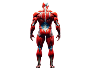 Realistic Medical Visualization of Human Muscle System, Transparent PNG