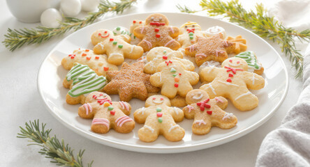 Gingerbread cookies bring festive cheer, perfect for holiday promotions, baking blogs, and Christmas recipe cards with delicious homemade treats
