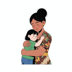 Obraz premium A loving embrace between a mother and her child, showing warmth and affection in a tender moment.
