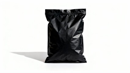 Black Matte Zipper Pouch Bag on White Background