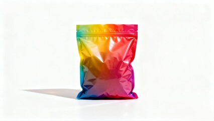 Rainbow Colored Zipper Pouch Bag on White Background