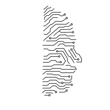 Human head AI symbol line icon vector,human head Artificial inteligent outline image,himan head robot AI design image,human head AI line drawing vector 