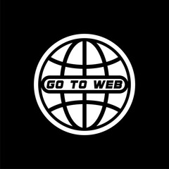 Go to web globe icon isolated on black background