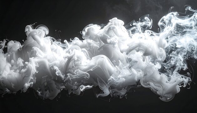 Flowing, ethereal, swirling white vapor against a dark backdrop