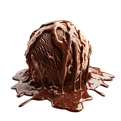 Delicious chocolate ice cream scoop isolated on transparent background