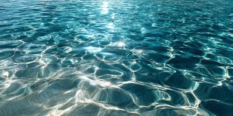 Obraz premium Gleaming Water Surface: A Play of Light and Reflections on the Shimmering Blue Ripples