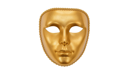 Golden Mask With Simple Design and Braided Border for Festive Celebrations and Performances