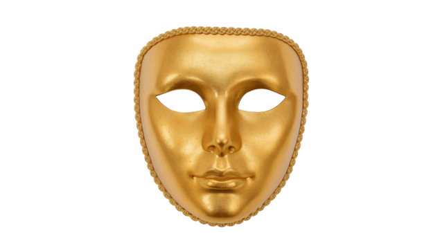Golden Mask With Simple Design and Braided Border for Festive Celebrations and Performances