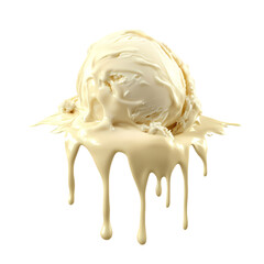 Creamy Vanilla Ice Cream Scoop isolated on transparent background
