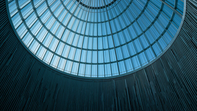 Architectural detail of a modern building's glass ceiling and interior design - Powered by Adobe