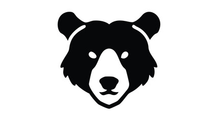 Obraz premium A simple black and white bear head illustration on white background