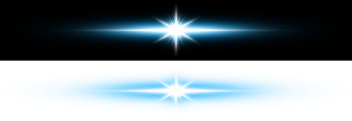 Blue Light Starburst Flare Glow on Dark Background
