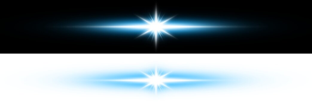 Blue Light Starburst Flare Glow on Dark Background