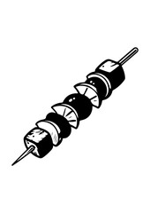 Shish Kebab or Skewer with Meat and Vegetables Icon