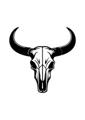 Bull or Cow Skull with Horns Monochrome Graphic