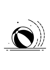 Striped Beach Ball with Bouncing or Rolling Motion Icon