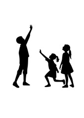 Children Reaching Upwards Silhouette