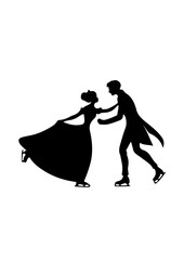Pair of Figure Skaters in Formal Attire Silhouette