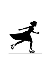 Woman Ice Skater in Dress Silhouette
