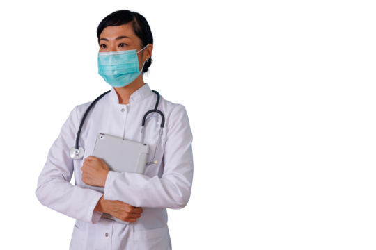 Professional woman making a phone call, smiling and communicating, showing connection and modern technology concept on transparent background - Powered by Adobe