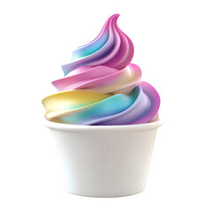 Rainbow swirl ice cream cone isolated on transparent background