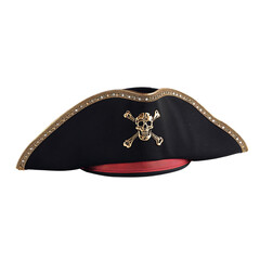 Pirate Hat With Gold Trim and Skull Design for Costume Play or Themed Events