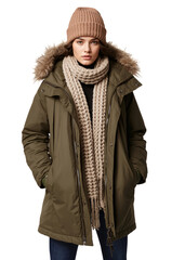 Young Woman Wearing Winter Attire With Hat and Scarf During Chilly Weather