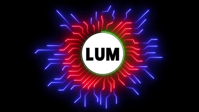 Lum text in oval with neon lines motion
