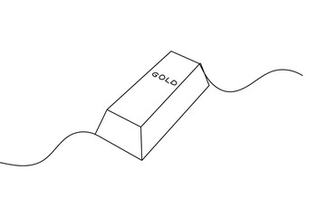 Obraz premium Gold bar elegant continuous one line artwork in modern minimalist outline vector style 