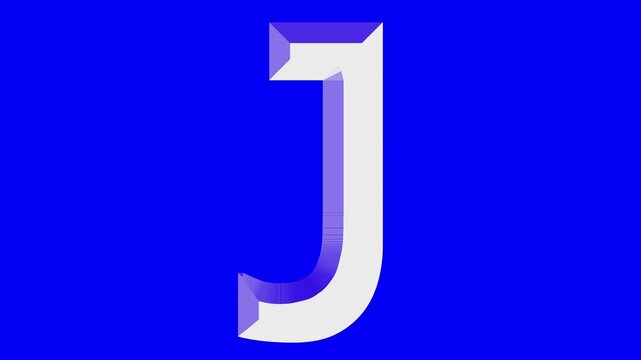 English uppercase alphabet design J . Educational concept with lopping White letter. Latter motion in blue background.