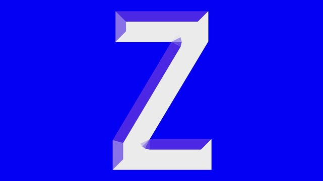 English uppercase alphabet design Z . Educational concept with lopping White letter. Latter motion in blue background.