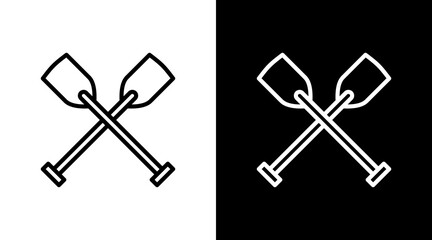 Kayak Paddle  White Icon Set Design