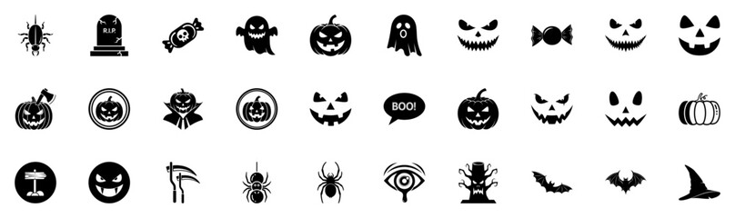 Halloween SVG Icons: Spooky Trees, Ghosts, Pumpkins, Bats & Minimalist Horror Designs