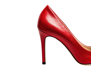 Sparkling Red Stiletto High Heel Shoe Isolated on Black Background With Subtle Lighting Reflections
