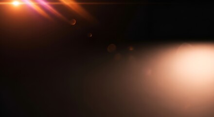 Abstract cosmic dust illuminated by distant light and soft lens flare effect, space theme.