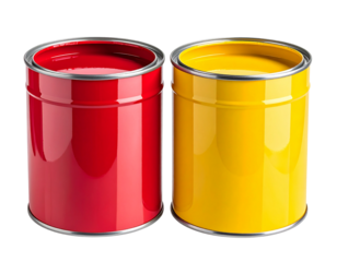 Red and Yellow Paint Cans Side-by-Side PNG