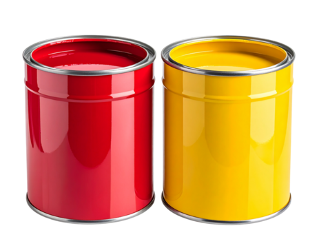 Red and Yellow Paint Cans Side-by-Side PNG
