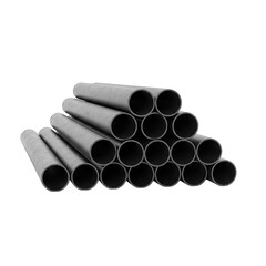 Stack of Gray Metal Pipes Isolated on Transparent Background Rendered in 3D