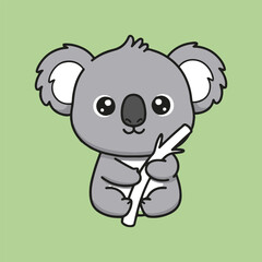 Fototapeta premium Koala on wood green background