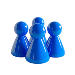 Shiny blue game pieces isolated on transparent background