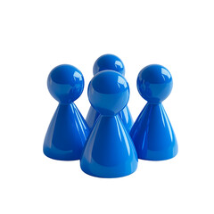 Shiny blue game pieces isolated on transparent background