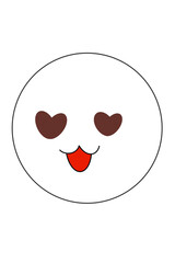 cute kawaii funny emoji face with heart eyes and tongue sticking out isolated on transparent background png file type