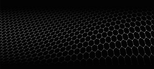 Black background. Dark hexagon carbon fiber texture. Navy blue honeycomb metal texture steel background. Web design template vector illustration EPS 10.
