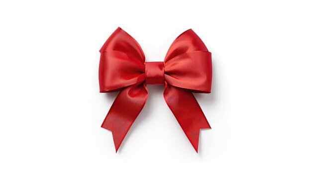 Isolated red ribbon bow on white background, decorative element for gifts and events - Powered by Adobe